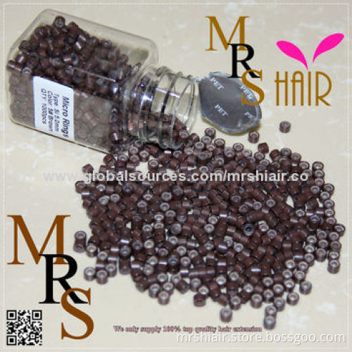 Medium brown 5*3*3mm silicone aluminum micro tubes extensions beads